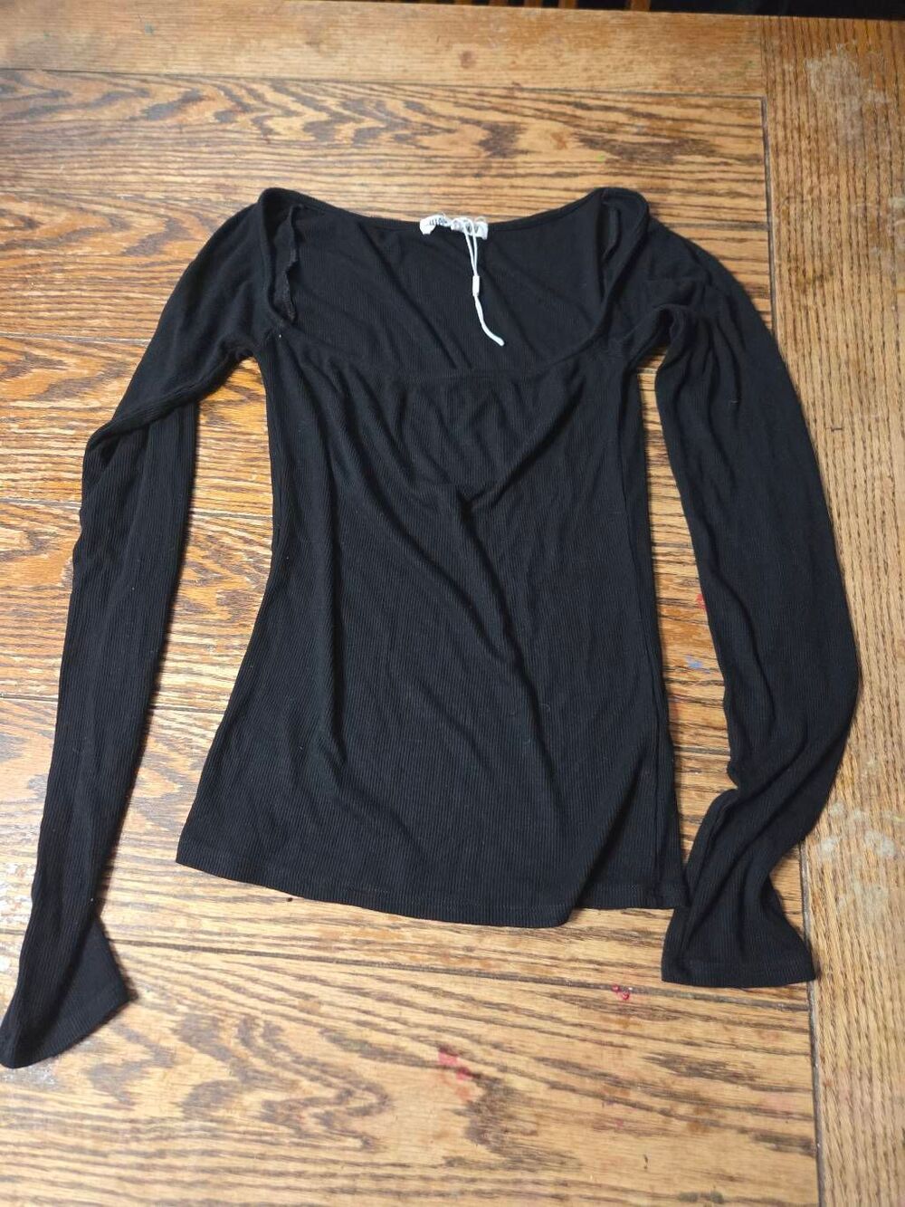 Joah Brown Square Neck Long Sleeve in black sz S/M - Picture 2 of 4